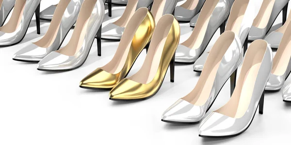 Altın Yüksek Topuklu Ayakkabılar Illüstrasyon — Stok fotoğraf