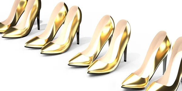 Золотые Туфли Высоком Каблуке Иллюстрация — стоковое фото