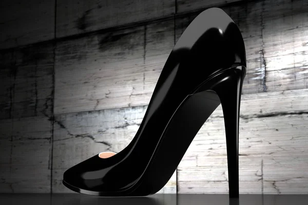 Black high heel shoe - 3D illustration