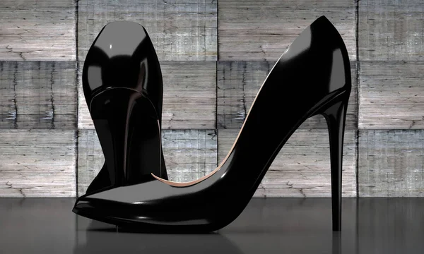 Black high heel shoes - 3D illustration