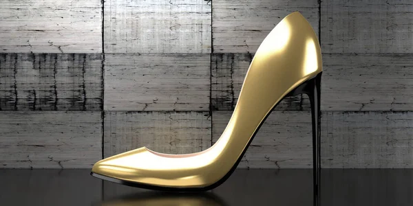 Altın Yüksek Topuklu Ayakkabı Illüstrasyon — Stok fotoğraf