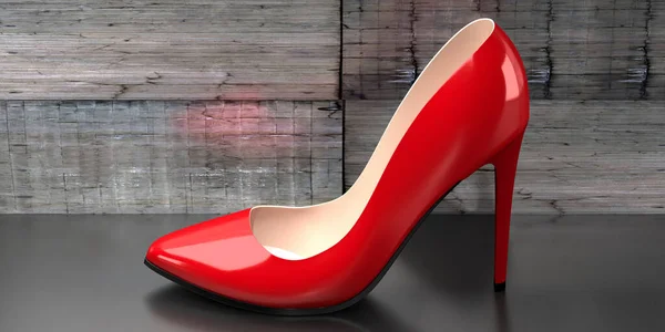 Red high heel shoe - 3D illustration