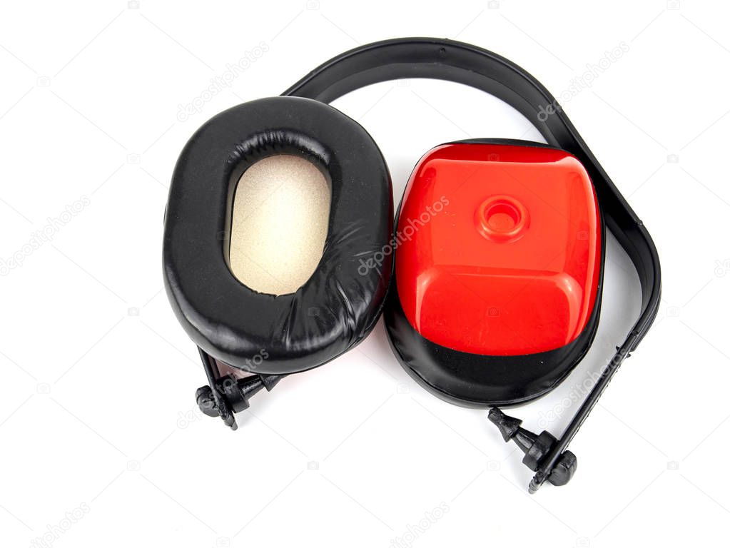 Worker protective headphones on a white background.