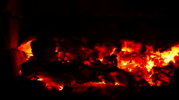 Rote Hitze Eines Brennenden Feuers Einem Feuerraum Lagerfeuer — Stockvideo