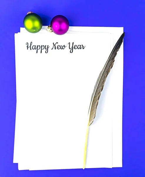 Happy new year lettering on a white background with place for text.