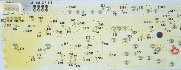 Componenti elettronici su una scheda con posto per testo . — Foto Stock