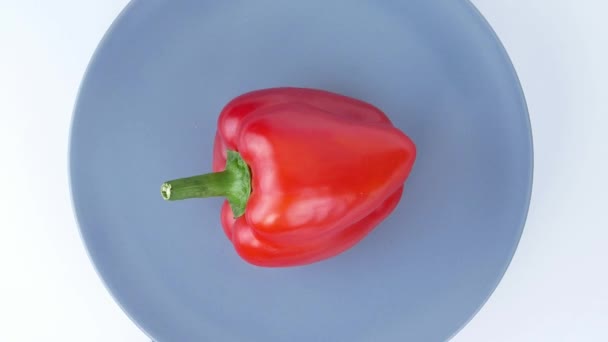 Pimiento Rojo Gira Plato Comida Vídeo — Vídeos de Stock