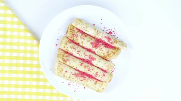 Gericht Mit Pfannkuchen Einem Pfannkuchentag Dicker Dienstag Mardi Gras Fastnacht — Stockvideo