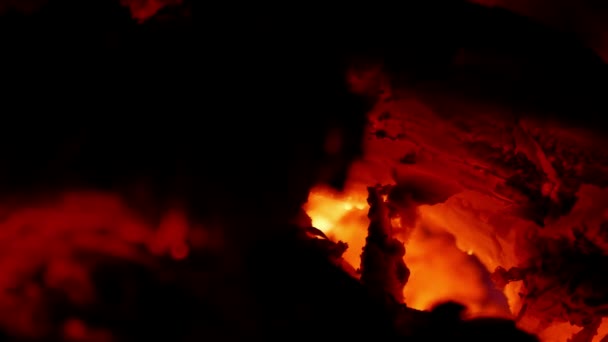 Red Heat Coals Dying Bonfire — Stock Video