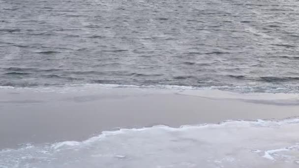 池塘岸边的冰 冰冷的水 — 图库视频影像