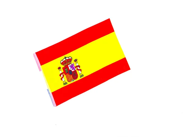 State flag of Spain with coat of arms. Day of Spain. Place for text. Background image. Elections. Voting. Voter.