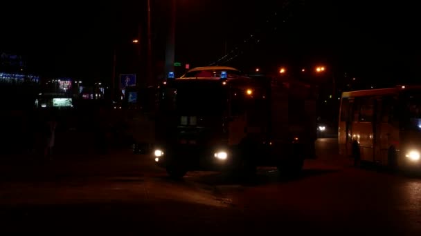 Sirena Intermitente Camión Bomberos Por Noche Emergencia Ayuda Emergencia Fuego — Vídeo de stock