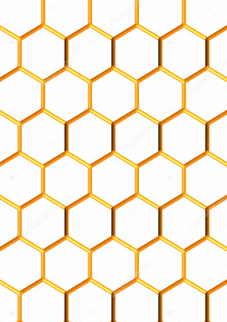 Template for text bee honeycombs in a yellow background. Place for text. Poster. Beekeeping. Honey with honeycombs. Vector image