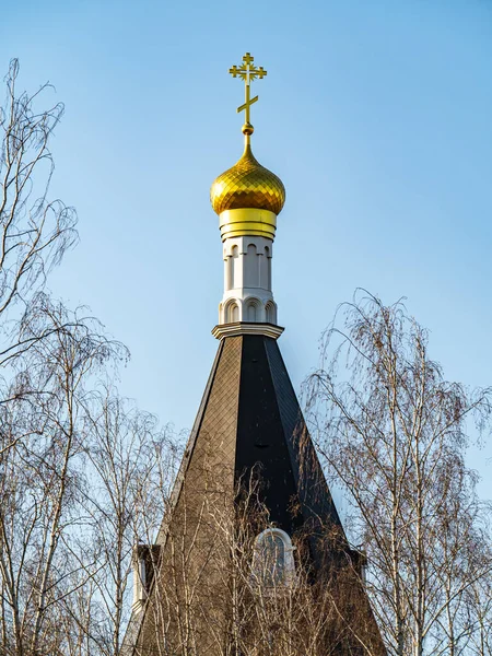 Dômes Temple Église Orthodoxe Ukrainienne Contre Ciel Bleu Religion Pâques — Photo