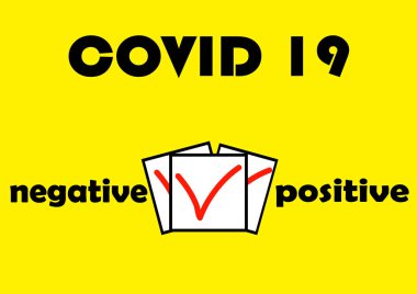 Coronavirus COVID 19 'un tıbbi testleri için form. Salgın hastalık. Salgın. Olumsuz analiz. Pozitif analiz. Aşı. Virüs hastalığı. Laboratuvar analizi. Metin için şablon.