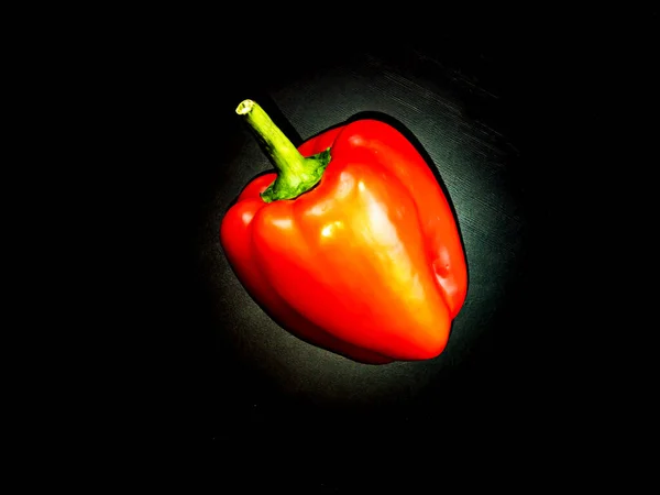 Peperone Rosso Vegetale Fondo Nero Foto Del Cibo Modello Testo — Foto Stock