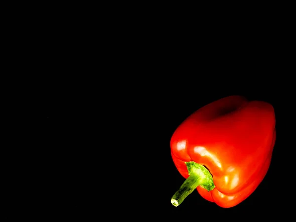 Plantaardige Rode Paprika Een Zwarte Achtergrond Voedselfoto Model Voor Tekst — Stockfoto