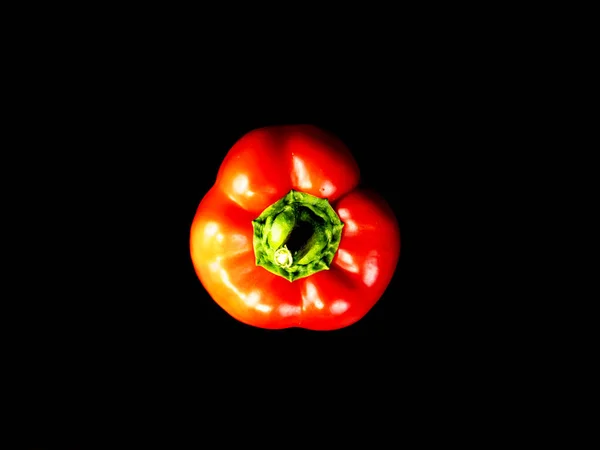 Pimiento Rojo Vegetal Sobre Fondo Negro Foto Comida Plantilla Para —  Fotos de Stock