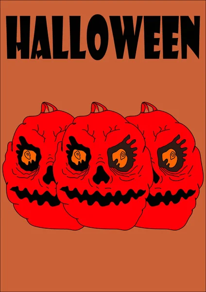 Plantilla Para Imagen Vectorial Texto Una Calabaza Para Halloween Día — Archivo Imágenes Vectoriales