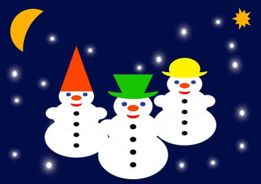 Karlı arka planda, mesaj için yeri olan bir Noel kardan adam. Noel zamanı. Noel Baba. Metin için şablon. Tebrik kartı. Yeni yıl tatili. Poster. Arkaplan resmi. Noel ağacı.