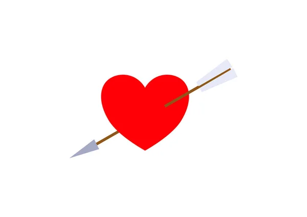 Coração Perfurado Por Uma Flecha Para Dia Dos Namorados Modelo — Vetor de Stock