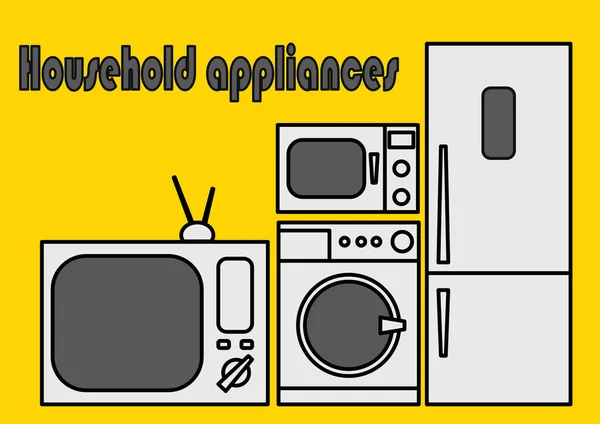 Modelo Para Texto Com Eletrodomésticos Eletrodomésticos Frigorífico Lavadora Microondas Com — Vetor de Stock