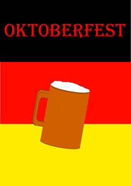 Almanya 'da Oktoberfest için bira bardağı ve mesaj. Metin için şablon. Bira bardağı. - Bira. Praddnik. Sonbahar Bira Festivali. Arkaplan resmi. Poster. Pankart. Reklamcılık.