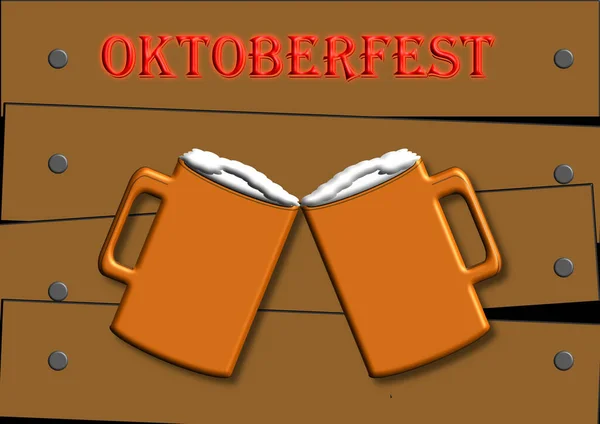Tasse Bière Avec Bière Pour Oktoberfest Allemagne Avec Place Pour — Image vectorielle