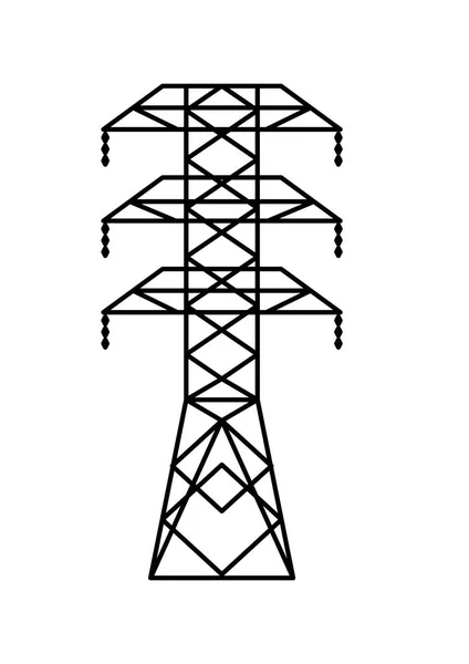 Вежі Лінія Передачі Електричної Енергії Висока Напруга Електрик Небезпечна Висока — стоковий вектор