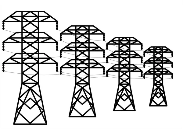 Türme Übertragungsleitung Übertragung Von Elektrischer Energie Hochspannung Ein Elektriker Gefährliche — Stockvektor