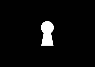 Siyah arka planda ön kapının anahtarı için anahtar deliği.