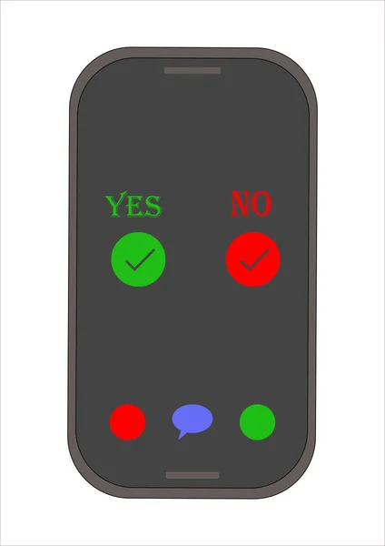 Érintőgombok Megerősítik Okostelefon Működését Mobiltelefon Technológiák Szövegsablont Plakát Igen Vagy — Stock Vector