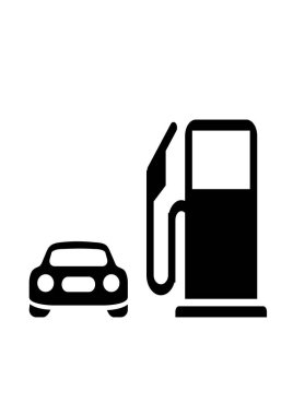 Beyaz arka planda yakıt ikmali yapan işaret arabası. Yakıt ikmali. Dizel yakıt ikmali. Metin için şablon. Vektör görüntüsü. Poster. Arkaplan resmi.