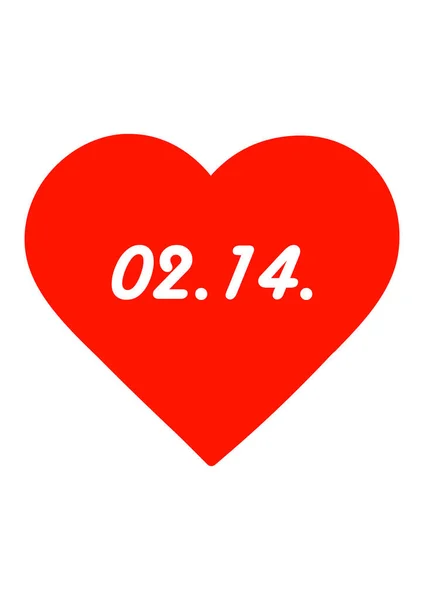 Herzsymbol Mit Dem Datum Des Valentinstags Valentinskarte Vorlage Für Text — Stockvektor