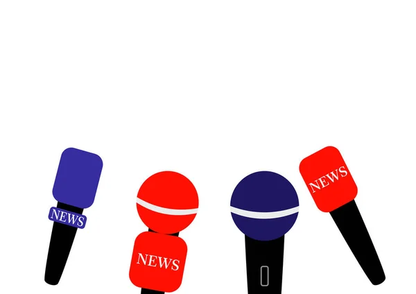 Audió Tudósító Mikrofon Interjúra Hírekben Hírek Sajtótájékoztató Szólásszabadság Tömegmédia Hangfelvétel — Stock Vector
