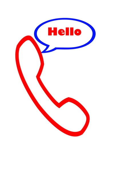 Handset Word Hello Vector Sjabloon Voor Tekst Praten Aan Telefoon — Stockvector
