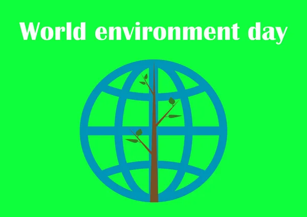 World Environment Day Vector Template Text Ecology Nature Social Problems — Stock Vector