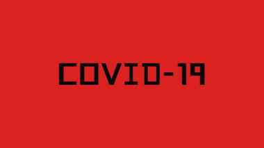 Kırmızı arkaplanda Covid-19 başlık siyah harfler