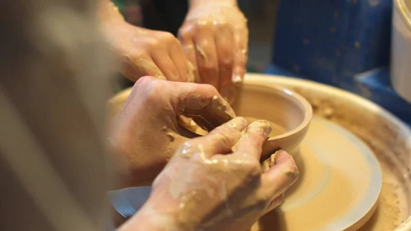 Clay pot handmade. Hand work — Stock Photo, Image