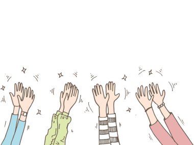 Karalama tasarımı öğesi, alkış karalama vektör çizimi, el çizimi alkış karalaması. çizgi film alkışları.