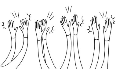 Karalama tasarımı öğesi, alkış karalama vektör çizimi, el çizimi alkış karalaması. çizgi film alkışları.