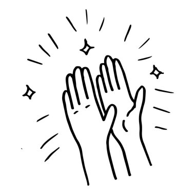 Karalama tasarımı öğesi, alkış karalama vektör çizimi, el çizimi alkış karalaması. çizgi film alkışları.