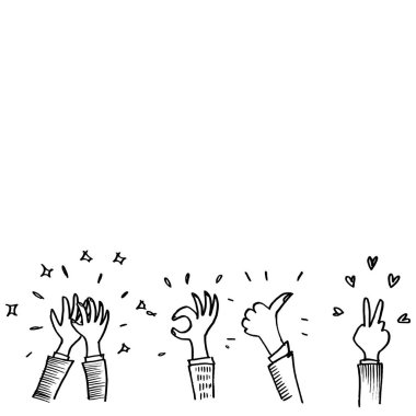 Karalama tasarımı öğesi, alkış karalama vektör çizimi, el çizimi alkış karalaması. çizgi film alkışları.