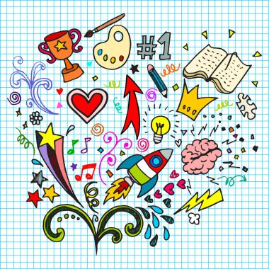 Hand drawn of creative doodle art sets on a paper background . vector illustration. clipart