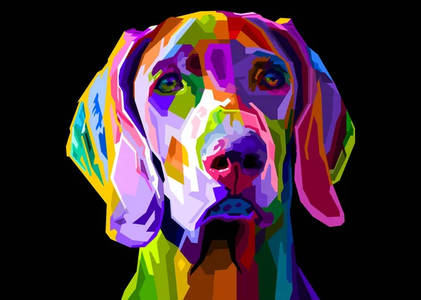 Цветная Веймарская Собака Стиле Поп Арт Векторная Иллюстрация — стоковый вектор