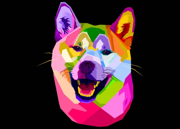 ポップアート風のカラフルな柴犬 ベクターイラスト — ストックベクタ