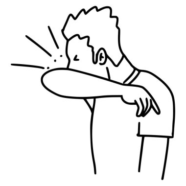 Beyaz arka planda hapşırmanın el çizimi. Doodle vektör illüstrasyonu.