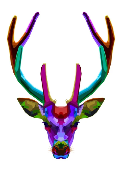 Colorful Deer Head Pop Art Style Vector Illustration — Stock Vector