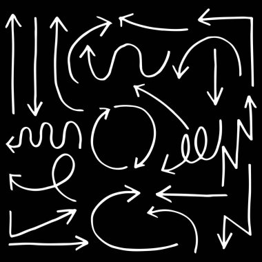 Arrow Set vektörünün çizim eli, karalama biçimi.
