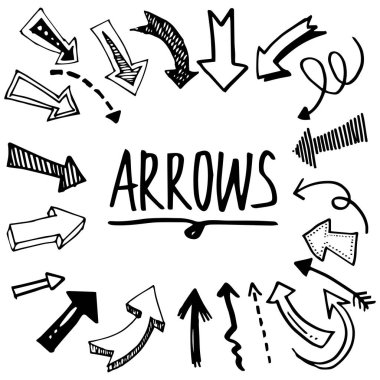 Arrow Set vektörünün çizim eli, karalama biçimi.